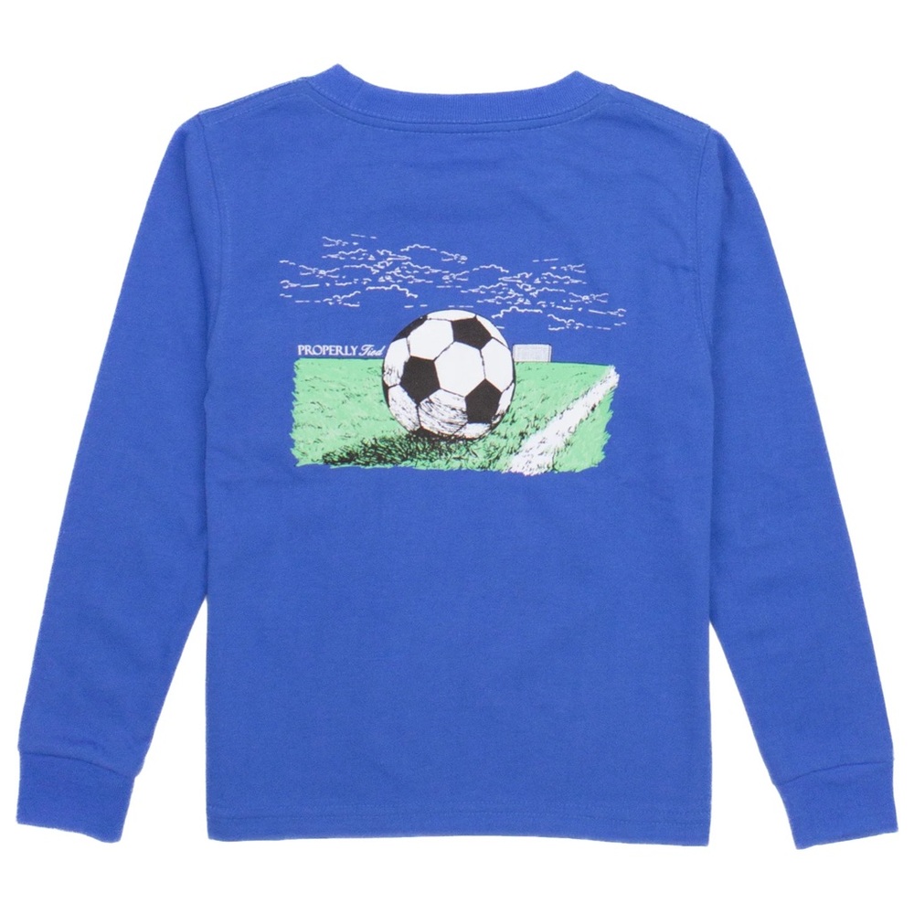 Properly Tied Blue Soccer Graphic Kids Shirt